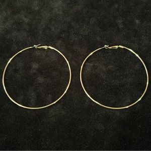 KOHL’S Gold Plated Large Thin Dangle Round Circle Hoop Earrings